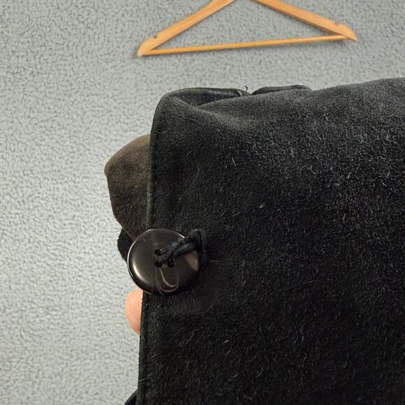 Vintage Suede Fringe Jacket‎ Mens Medium Black Genuine Leather Western Boho 80s - Picture 4 of 6